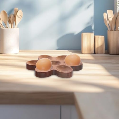 KICHOUSE Rustic 7-grid Wooden Egg Storage Tray Egg Holder Counter Countertop Skelter Large Storage Organizing Tray