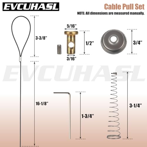 2 Pcs Gate Latch Cable Pull, Stainless Steel Spring Loaded Latch Kit for Outdoor Gates, Latch Pull Adjustable from 2” to 6” Thick Gates