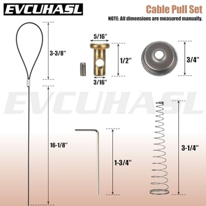 2 Pcs Gate Latch Cable Pull, Stainless Steel Spring Loaded Latch Kit for Outdoor Gates, Latch Pull Adjustable from 2” to 6” Thick Gates