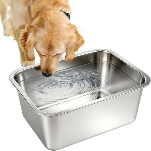 3 Gallons Large Dog Water Bowl, Stainless Steel Metal Dog Bowls, Large Capacity Pet Food Bowl Water Dish for Indoor and Outdoor Universal for Medium to Giant Dogs - color: 1PCS(Original Color), size: 3 Gallons