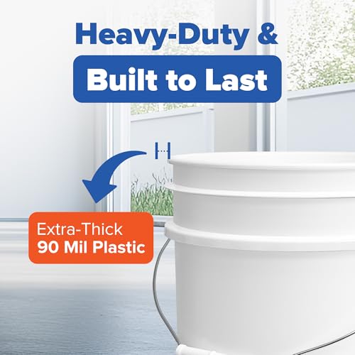 ePackageSupply 5 Gallon Bucket - Food Grade w/Lid BPA-Free, 3 Pack - White | Airtight Gasketed Tear Strip Lid, Heavy-Duty 90 Mil HDPE Plastic Pail, Bulk Storage, Food Safe Durable Container, Made in USA - color: White, size: 3 Packs