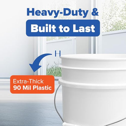 ePackageSupply 5 Gallon Bucket - Food Grade Bucket with Airtight Gasketed Tear Strip Lid, BPA-Free, Heavy-Duty 90 Mil HDPE Plastic Pail, Bulk Storage, Durable Container, Made in USA - White, 120 Packs | Airtight Gasketed Tear Strip Lid, Heavy-Duty 90 Mil