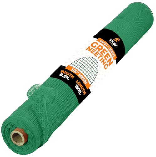 Xpose Safety Construction Safety Netting – 8.5' x 150', 1/4" Mesh Scaffold Safety Net, Temporary Material Roll, Visibility Fence, Heavy-Duty Fire Retardant, Green - color: 3) Green, size: 8.5' X 150' – 1/4" Mesh