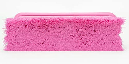 SPARTA Flo-Thru Heavy-Duty Deck Scrub Brush Nylon Bristled, Boat and Floor Scrub Broom with Protective Bumper for Floors and Large Equipment, Plastic, 9.5 Inches, Pink - color: Pink