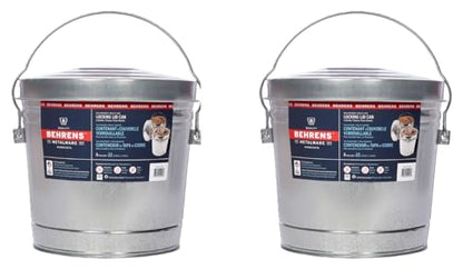 Behrens 6 Gallon Galvanized Steel Storage Can or Waste Bin w/Locking Lid & Handle (2 Cans, No Grip) - size: 2 Buckets, style: No Grip w/ 2 Buckets