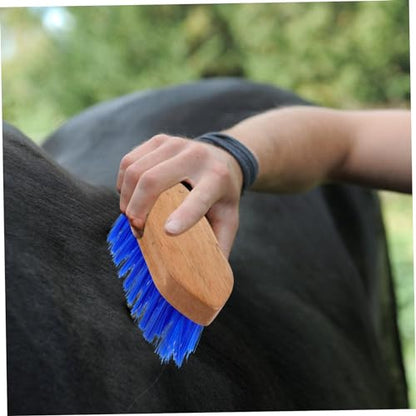 Mipcase Horse Grooming Brush with Stiff Bristles for Hair Cleaning Ergonomic Non Slip Handle Stable Wood Material Suitable Cattle and Donkeys Blue
