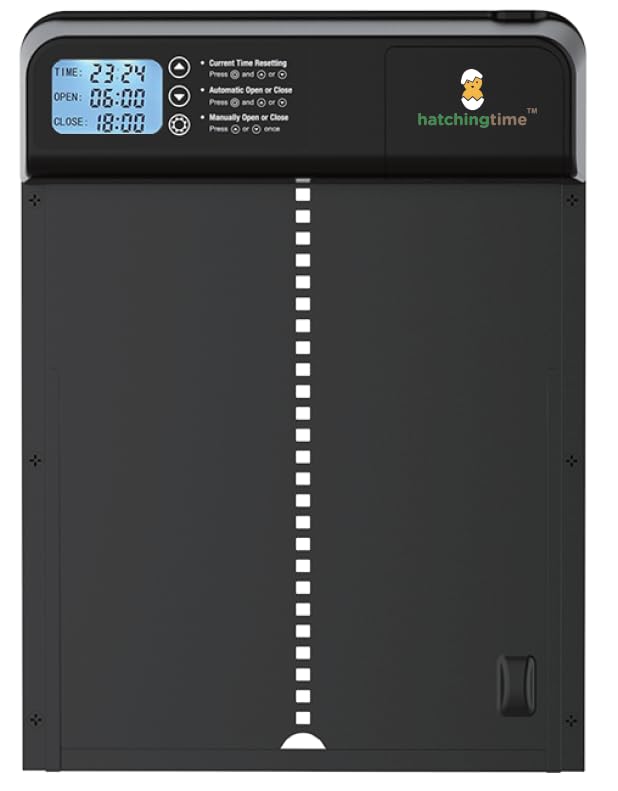 Hatching Time Smart Automatic Chicken Coop Door with Timer – Battery Operated Electric Chicken Door, Predator-Proof Safety, Weather-Resistant, Easy Install Auto Chicken Coop Door for Poultry