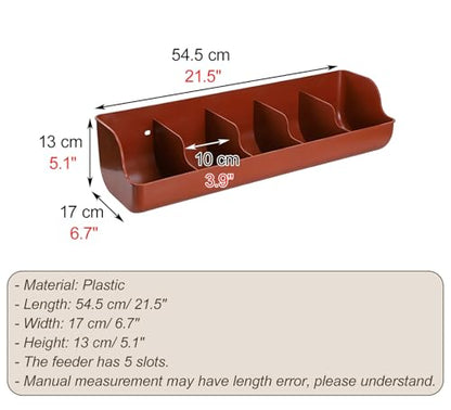 Smooth Plastic Small Piglet Feeder, Multi-Compartment Water Trough with Semi-enclosed Design, Livestock Feed Trough for Duck, Chicken(Red L54.5cm/21.5") - size: Red L54.5cm/21.5"