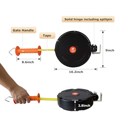 Electric Fence Gate Handle, Retractable Electric Fence Door Handle Built in 20mm Electric Fence Poly Tapes, Length 18m, Gate Connector | Retractable Electric Fence Door Handle Length 18m, Gate Connector - size: Tape Gate Handle - 18M