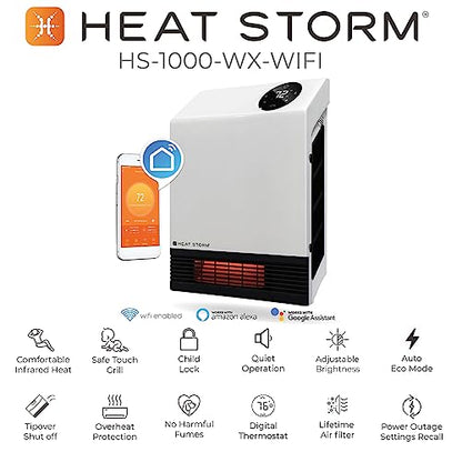 Heat Storm HS-1000-WX-WIFI Infrared Wi-Fi Heater, 1000 Watt - color: Wi-fi
