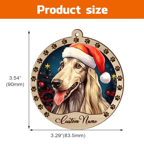 Personalized Afghan Hound Ornament, Afghan Hound Christmas Ornament, Custom Name Afghan Hound Dog Suncatcher for Christmas Tree - color: Afghan Hound