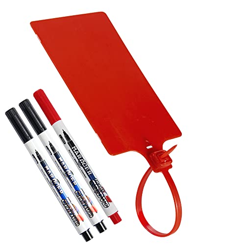 200Pcs Plastic Seals Shipping Label Tags, Writable Marker Big Sign Tie for Logistics, 255mm Total Length Self Locking Inventory Waterproof Tag Fastener (Red) - color: Red(200)