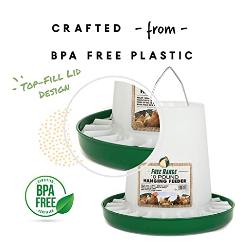 Harris Farms Plastic Hanging Poultry Feeder, Twist and Lock Base, For Medium to Large Flocks, Feeds up to 25 Birds, 10 lbs
