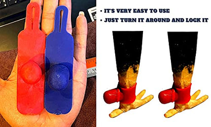A.D.P. R4 Chicken Supplies Spur & Leg Protect Red Blue 2 Pair, Chicken Mitt Safety Poultry Hen Botas para GALLOS BREEDING, Best Rubber - color: Red & Blue R4