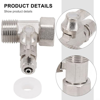 RO Water Feed Adapter 1/2 Inch to 1/4 Inch with Shut-off Ball Valve Tap Tee Chrome-Plated All Metal Lead-Free Brass for Reverse Osmosis System Plumbing Fixtures