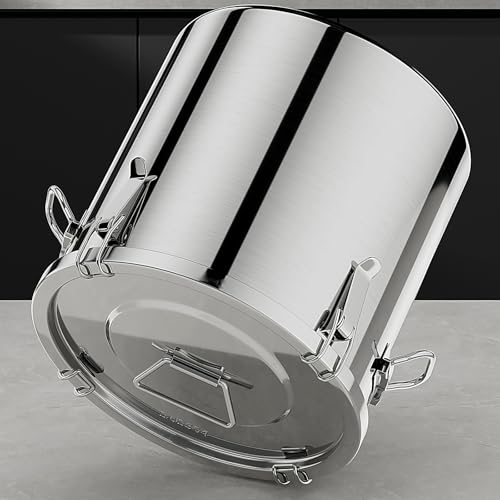 Large Stainless Steel food Storage Containers,5.5Gallon/21Liter Airtight Stainless Steel Bucket With lids,710 OZ Flour Storage Container,Metal Airtight Canister for Rice,Coffee Bean,Dog Food - size: 21Liter
