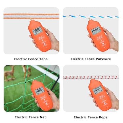 Electric Fence Tester Fault Finder Digital Electric Fence Voltage Tester Max 19.9kv, Fence Voltage Tester with Large LCD Display, Grounding & 1.5V Battery Included