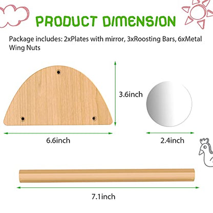 Mini Chick Perch with Mirror, Strong Bamboo Roosting Bar for coop and brooder, Training Perch for Baby Chicks, El Pollitos, La Pollita, Easy to Assemble and Clean, Fun Toys for Chick