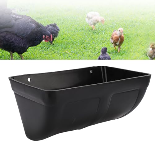 Pssopp Plastic Hanging Chicken Feeder, Large Capacity Design Thickened Plastic Waste Prevention Hanging Poultry Feeder Trough for Livestock (Black) - color: Black