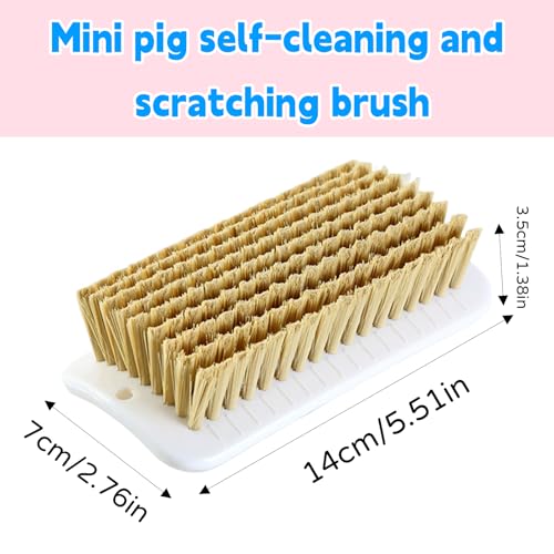 2 Pcs Mini Pig Self-Grooming and Scratch Brush, Pig Enrichment Toy | Pig Scratch Brush with Hanging Hole for Fences & Pens, Encourages Natural Behavior