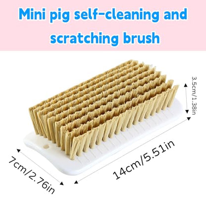 2 Pcs Mini Pig Self-Grooming and Scratch Brush, Pig Enrichment Toy | Pig Scratch Brush with Hanging Hole for Fences & Pens, Encourages Natural Behavior