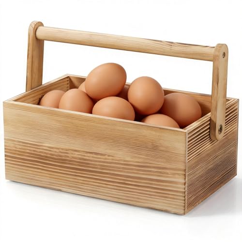Egg Basket,Wooden Egg Basket for Gathering Fresh Eggs,Chicken Egg Collecting Basket,Fresh Egg Storage Countertop Farmhouse Kitchen Decor
