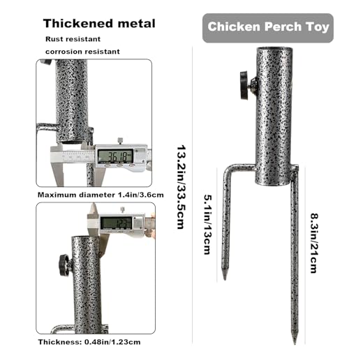 Chicken Perch Toys for Coop, Chick Perch Stand Wooden with Metal Ground Plug, Reusable Chicken Roosting Bar Ladder Backyard Playground Toys Suitable for Poultry Rooster Chicks Bird Parrot - size: 16.5*16.5 inchs