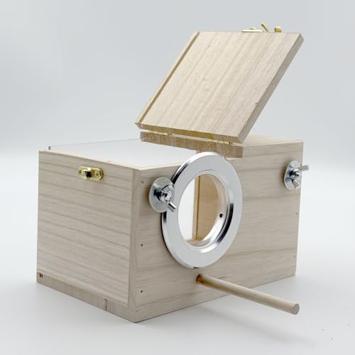 Parakeet Nesting Box Transparent Bird Nest Breeding Box with Perch | 7.87 X 4.72 X 4.72 inch Parrot Mating Box Wood Bird House Aviary for cage (S Horizontal Transparent+Wood) - style: S Horizontal Transparent+Wood