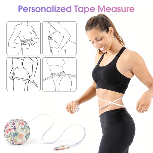 Retractable Mini Tape Measure, Auto-Retract, Premium Leather Tape Measure, Dual-Sided Ruler, Ideal for Fabric Cutting, Body Measurements, and Handicrafts (Trumpet Flowers) - color: Colorful Trumpet Flowers