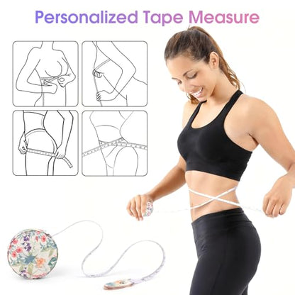 Retractable Mini Tape Measure, Auto-Retract, Premium Leather Tape Measure, Dual-Sided Ruler, Ideal for Fabric Cutting, Body Measurements, and Handicrafts (Trumpet Flowers) - color: Colorful Trumpet Flowers