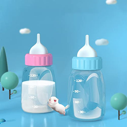 4 Pieces Pet Feeding Bottles Kit Newborn Small Animal Milk Bottle for Kitten Puppy Nursing Nipple Brush 4oz - color: Yellow
