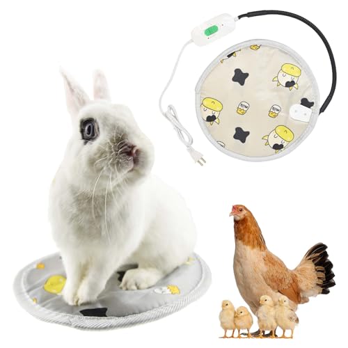 Rabbit Guinea Pig Heating Pad for Small Animal,Squirrel Hedgehog Chinchilla Bed Mat,Fire Retardant Chicks Chicken Heated Bed with Chew Resistant Steel Cord (Grey, Dia 12inch) - color: Grey