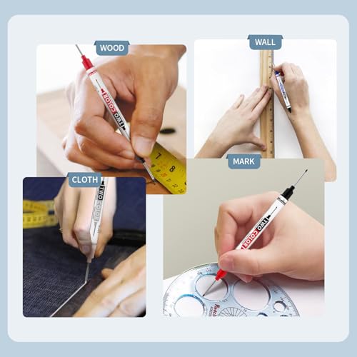 8 PCS Long Head Deep Hole Marker Pens,20mm Long Nib Marker, Longs Nose Markers, Waterproof Construction Markers Marking Tool,Permanent Markers Carpenter Ink marker Pens,Metal marking Pens - color: 8PCS-Double-ended pens-20MM-Red/Blue/Green/Black/White