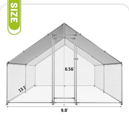 HEYTOWN Large Metal Chicken Coop Chicken Pen with Water-Resident and Anti-UV Cover Walk-in Poultry Cage Chicken Runs for Yard with Cover Duck Rabbit Dog House Outdoor - size: 157.2"L x 117.6"W x 78.0"H