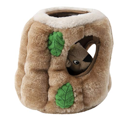 Outward Hound Hide-A-Squirrel Dog Toy – Interactive 2‑in‑1 Plush Puzzle with 3 Squeaky Removable Squirrels, Medium - color: Squirrel Medium