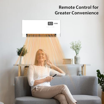 24-Inch Wall Mounted Electric Heater - 1500W Indoor Space Heater with LED Display, 3 Heat Settings, Oscillating Fan, Electric Heater for Bedroom Office Bathroom - size: 22.8" W