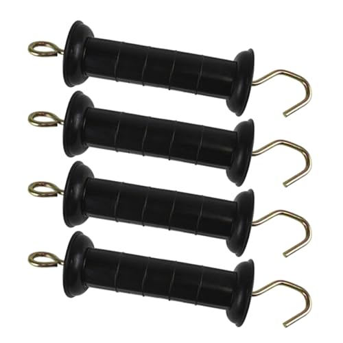 4pcs Electric Fence Gate Handles Heavy Duty Insulated Plastic and Iron Construction with Spring Hook for Easy Installation, Sturdy Outdoor Garden Fence Gate Pulls