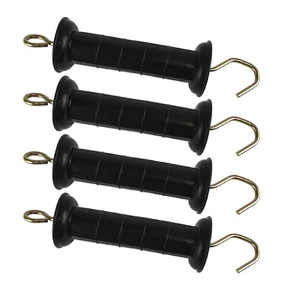 4pcs Electric Fence Gate Handles Heavy Duty Insulated Plastic and Iron Construction with Spring Hook for Easy Installation, Sturdy Outdoor Garden Fence Gate Pulls