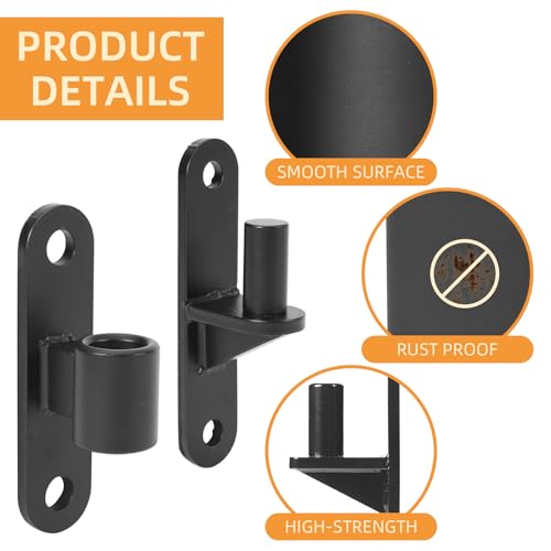 Wall Mount Gate Hinges, 2 Pairs Heavy Duty Fence Gate Hinges 5/8'' Pin Fence Post Hinge Set for Wooden or Concrete Fence Gate (Black, Screws Included) - color: Black-2 Pairs
