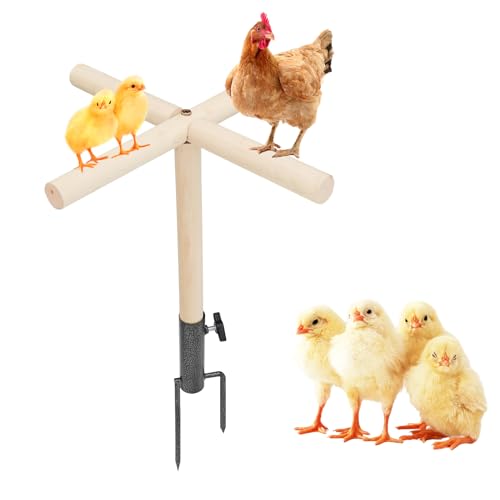 Chicken Perch for Coop, Wooden Chick Perch Stand with Metal Ground Plug, Chicken Coop Backyard Poultry Accessories, Suitable for Poultry Rooster Chicks Large Bird Parrot - size: 17 × 17 Inch