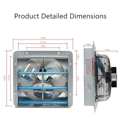 12 Inch Shutter Exhaust Fan, Exhaust Fan Wall Mounted with Speed Controller, Suitable for Factories, Basements, Warehouses, Chicken Coops, Car Parks - size: 12 Inch(with 1.65 Meters Power Cord)