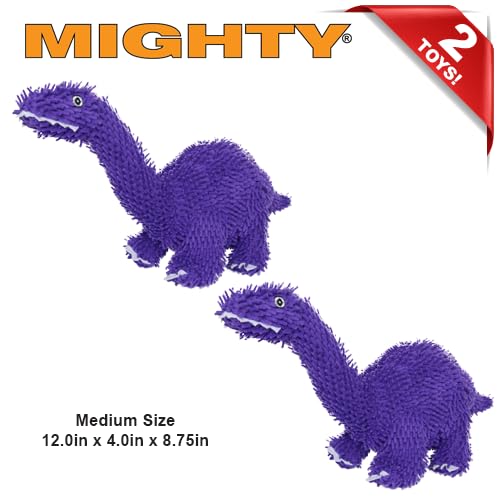 MIGHTY® 2 Pack Microfiber Medium Brachiosaurus Dog Toys | Ultra Durable Plush Toy with Multiple Layers & Reinforced Seams , Washable and Floats , Mighty® Construction - color: 2PK Purple Brachiosaurus