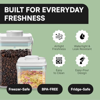 Bop Top Airtight Food Storage Containers with Lid Multi Pack | Kitchen Canister Sets | Air Tight Pantry Container | Pop Top Dry Food Storage Containers for Snacks, Sugar, Flour, Baking, Cereal, Pasta - color: Set of 2