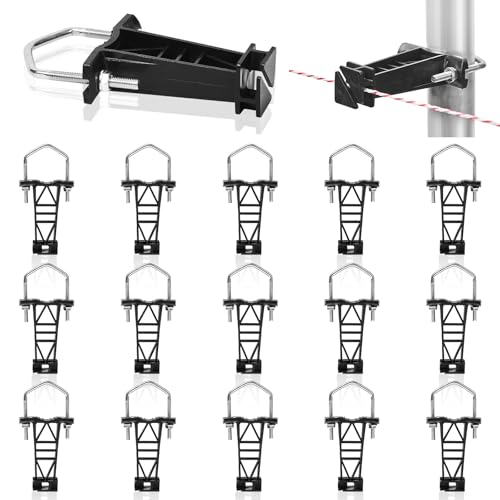 Tube Post Insulator, Electric Fence T Post Insulators for Electric Fence Wire for Chain Link Square or Round Tubing (Black-15P) - color: Black, size: 15 Pack
