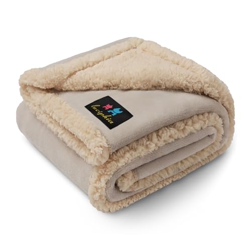 Waterproof Pet Blanket, Liquid Pee Proof Dog Blanket for Sofa Bed Couch, Reversible Sherpa Fleece Furniture Protector Cover for Small Medium Large Dogs Cats, Grey Beige Medium（57" x 40"） - color: Grey Beige-thicken, size: M (57" x40")