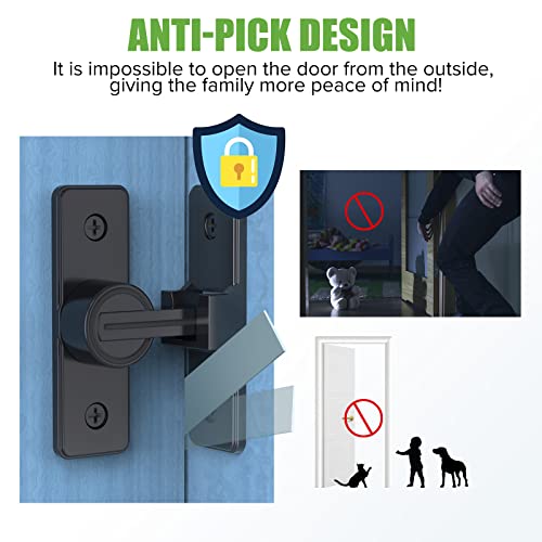 Barn Door Lock Hardware, Heavy Duty 90 Degree Flip Latch Privacy Lock, Zinc Alloy Sliding Barn Door Latch for Bathroom, Bedroom, Closet, Garage, Shed and Gate (Black) - color: Black