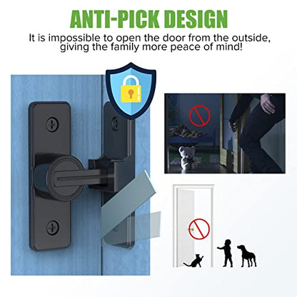 Barn Door Lock Hardware, Heavy Duty 90 Degree Flip Latch Privacy Lock, Zinc Alloy Sliding Barn Door Latch for Bathroom, Bedroom, Closet, Garage, Shed and Gate (Black) - color: Black
