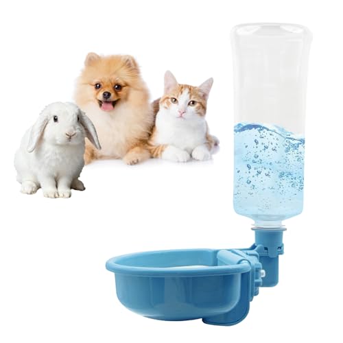 VANNON 23oz Pet Water Bottle, Gravity Dog Water Bowl Dispenser for Cage, Anti-Overflow Water Dispenser for Small Dogs, Cats, Rabbits and Other Small Animals, BPA Free, Blue - color: B-Blue, size: 23oz