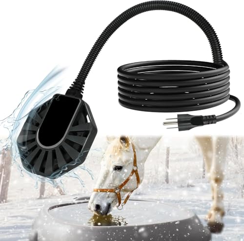 800W Horse Water Heater Aluminum Cast, Thermostatic Control Farm De-Icer, Utility Pond De-icer for Livestock Poultry Birds Horses Cows Wildlife Drinking for Winter - size: 800W