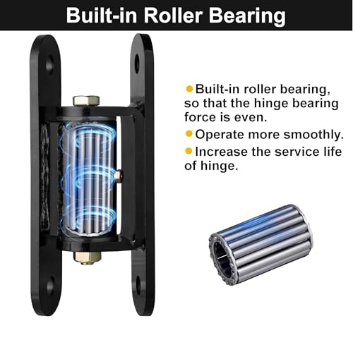 7" Heavy Duty Gate Hinges,1100Lbs Max Load,Thickened Solid Steel | 90°Inward/Outward Swivel, Lubricable Roller Bearings,Bolt&Weld on Driveway Gates, Large Metal, Wooden Gates& Farm Gates